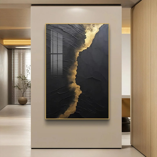 Black gold abstract wall - &, art