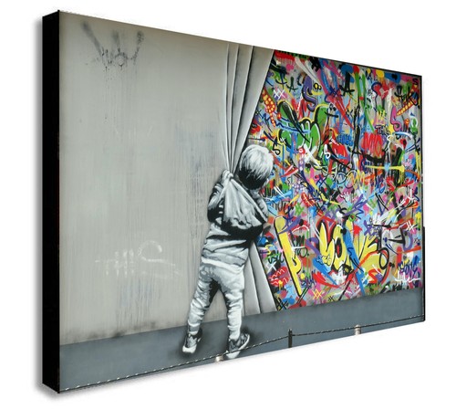 Banksy little boy pulls - -,