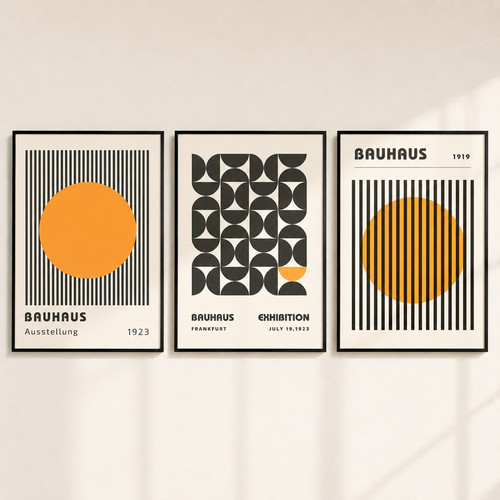 Bauhaus prints set orange - prints,