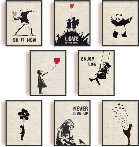 Set banksy wall art prints - 9,