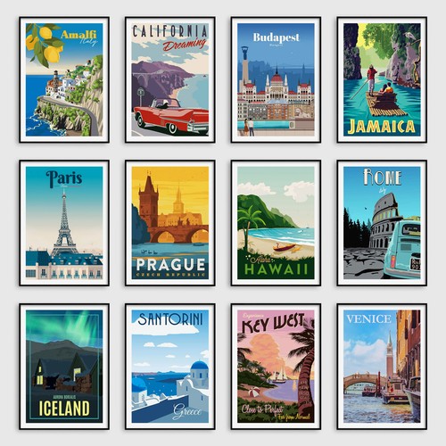 Vintage travel posters retro - vintage,