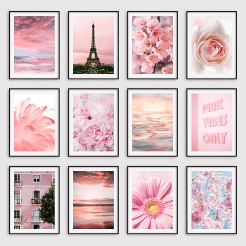 Pink botanical wall - botanical, prints