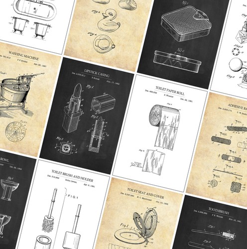 Bathroom patent poster prints - poster,