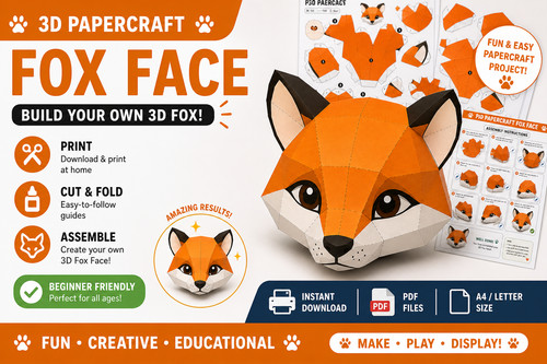 Fox face paper craft model - paper,