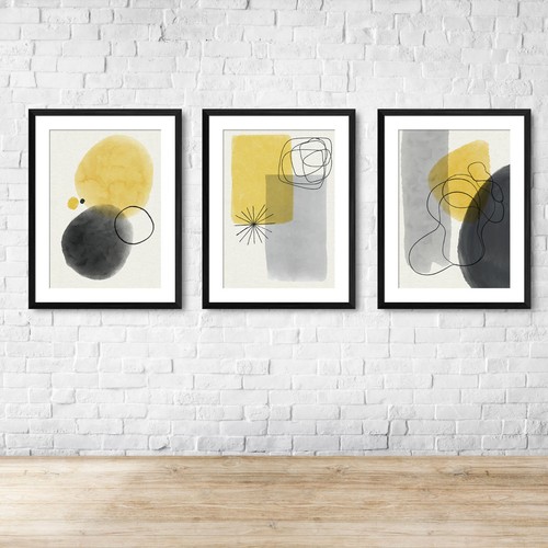 Yellow black grey shapes - black,