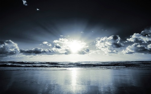 Black and white sunset - sunset, canvas