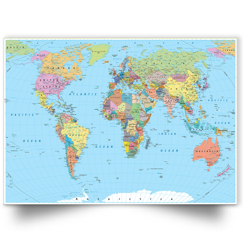 World map poster - poster, laminated