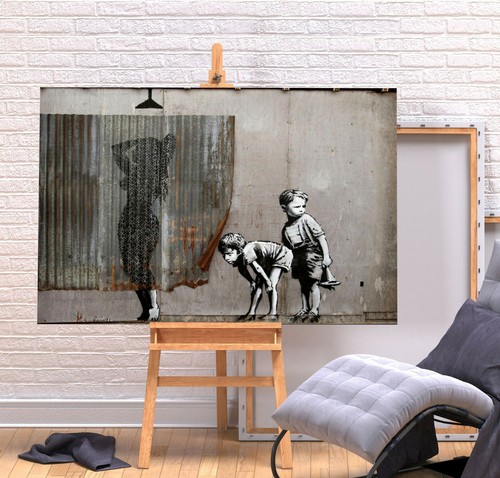 Banksy shower boys peeping - shower,