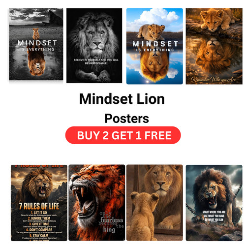 Mindset lion poster - lion, print