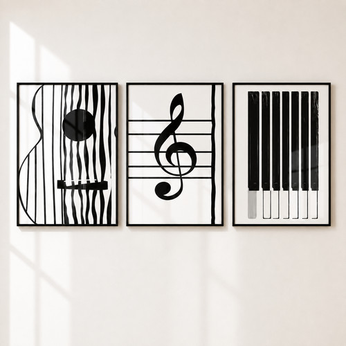 Set music prints guitar - music,