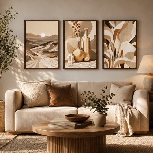 Set beige brown wall art - set,