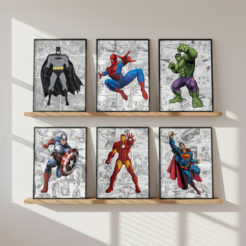 Superhero wall art prints - superhero,