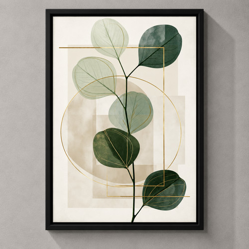 Green gold botanical wall art - green,