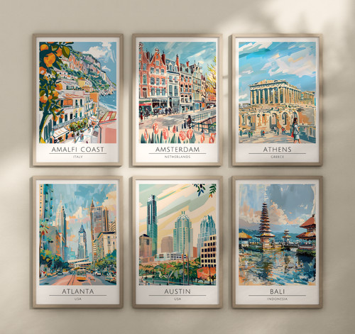 Watercolour travel posters - watercolour,