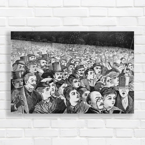 Vintage crowd scene black - vintage,