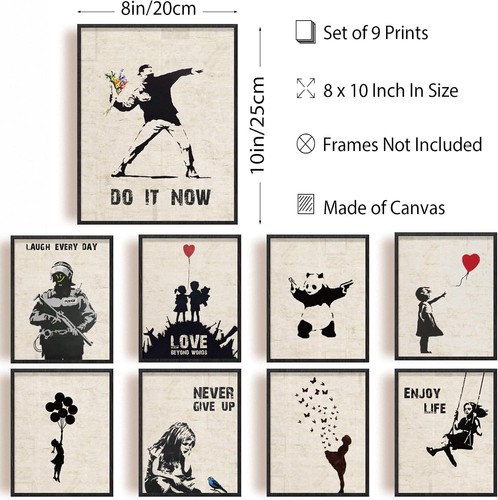 Set banksy wall art prints - 9,