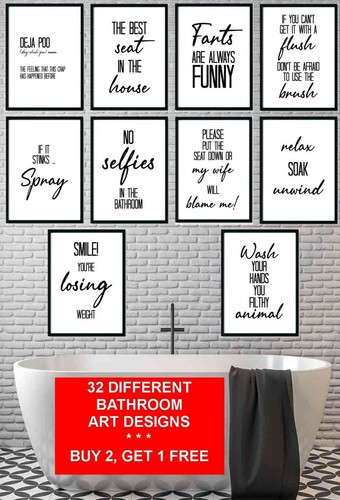 Bathroom toilet prints wall - bathroom,