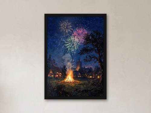 Village bonfire poster - poster,